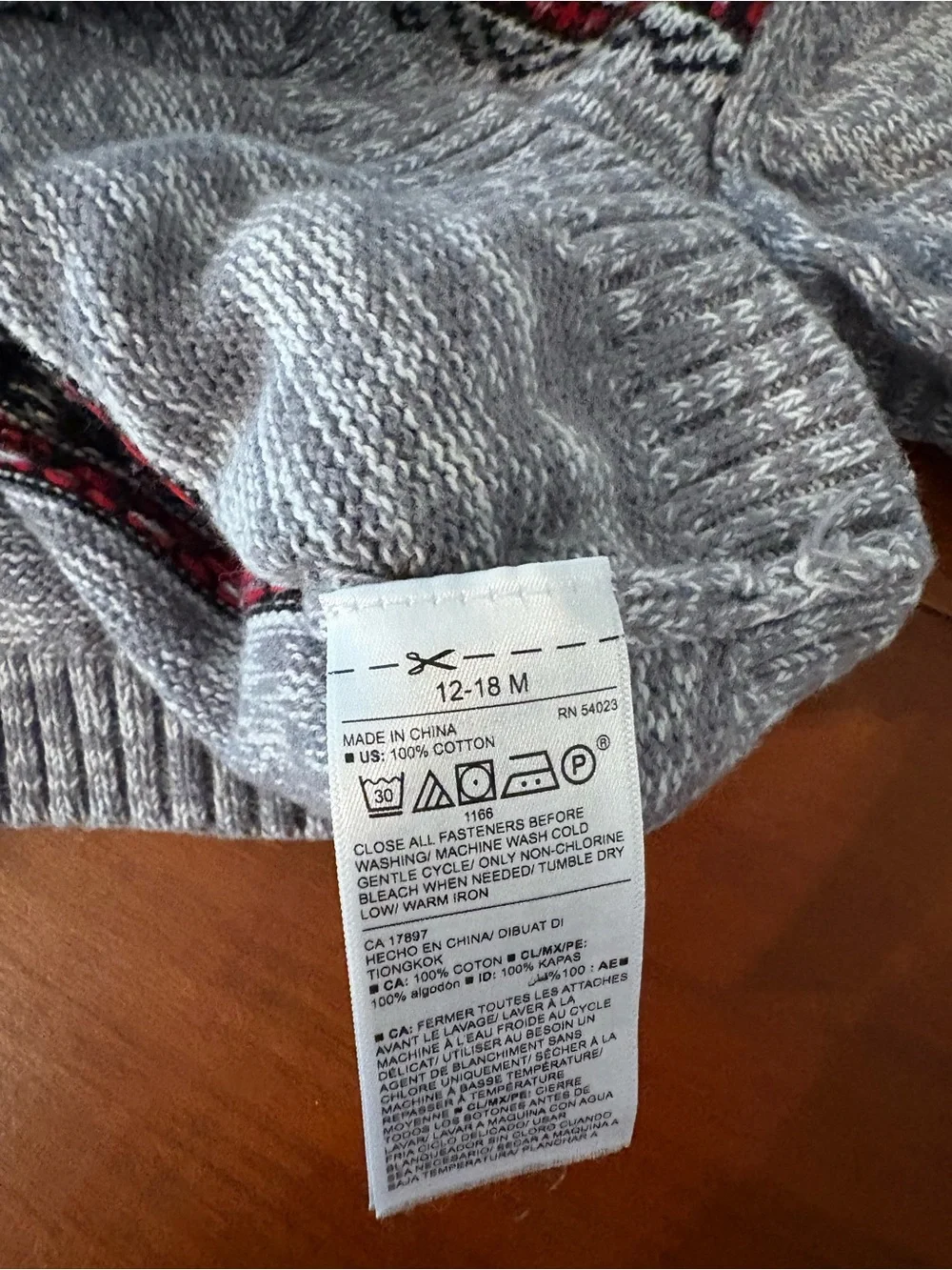 Old Navy Toddler Llama Fair Isle Shawl Collar Cardigan Sweater 12-18M Gray